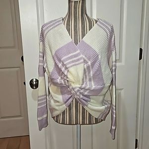 Hazel Moon Reversible twisted Drop Shoulder Open Back Knit Sweater Cropp Size M